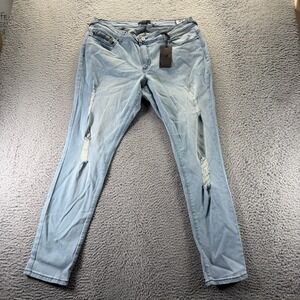 Poetic Justice Scarlett Jeans Women 16 Blue Cotton Denim Skinny Faded Distressed